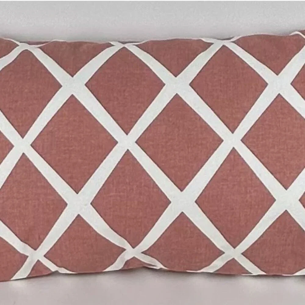 Serena & Lily Rust Pink Geometric Pillow Cover W Feather Insert Rectangle Long